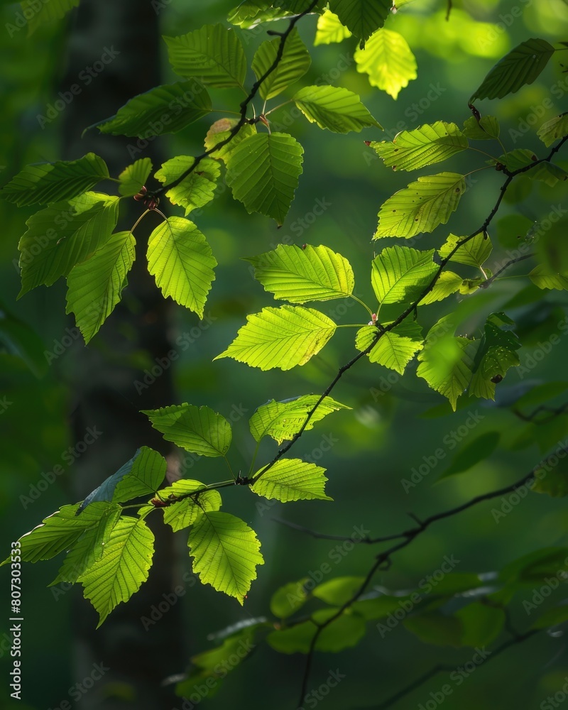 Single American Beech Tree with Lush Green Foliage in Summer Nature Single American Beech Tree with Lush Green Foliage in Summer Nature