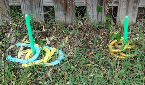 Obraz na plátně neglected ring toss game in grass