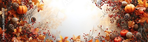 elegant autumn harvest frame border on white background