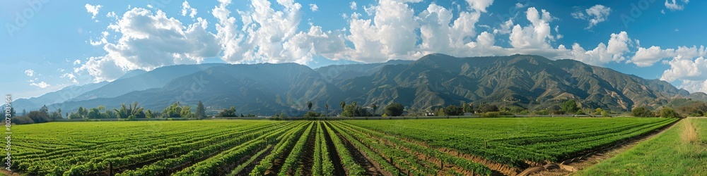 Scenic Beauty of Ojai Valley and Surrounding Farmlands - A Panoramic View