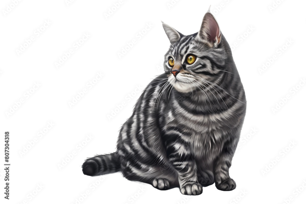 Cat Portrait on transparent background.
