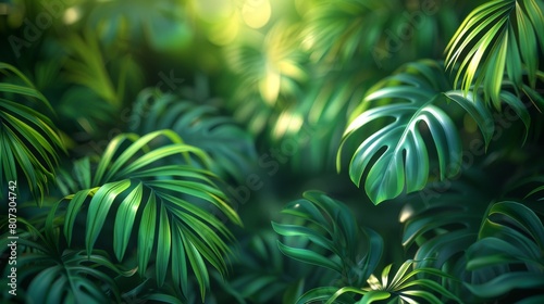 View of a tropical leaf. Closeup of a green leaf background. An illustration of a natural green leaf plant.