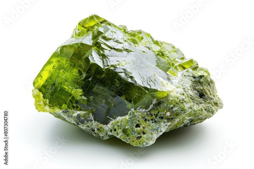 Peridot Olivine Mineral Rock from America Isolated on White Background for Detailed Study - Green
