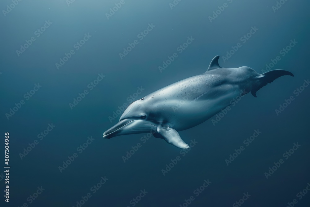 Rare Beaked Whale in its Natural Habitat: Underwater Image of the Ziphius Cavirostris Dolphin