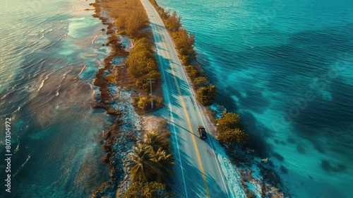 Overseas Highway: A Serene Aerial View of The Keys with Pristine Waters and Stunning