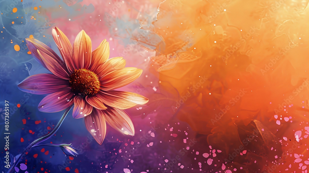 Sunflower on the side of plain abstract background Sunflower on the side of plain abstract background