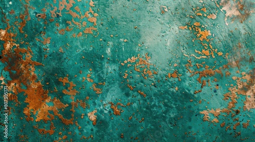 Oxidized Bronze Background. Grunge Sheets of Sea Water-Colored Metal with Green and Blue Hues.