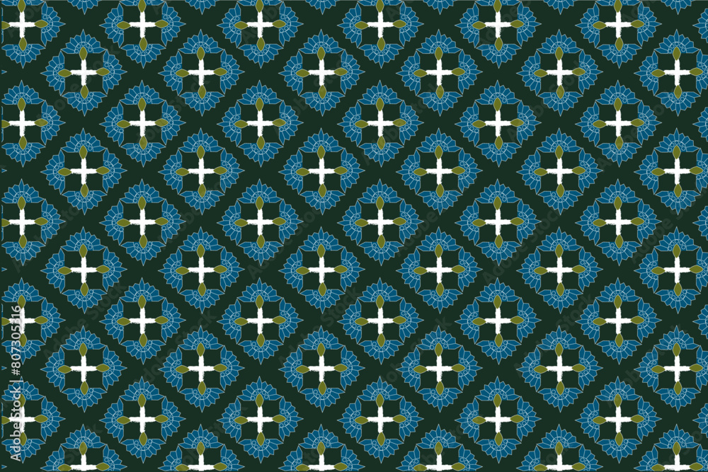 motif sans couture vecteur carreau feuille palmier géométrique oriental bleu vert