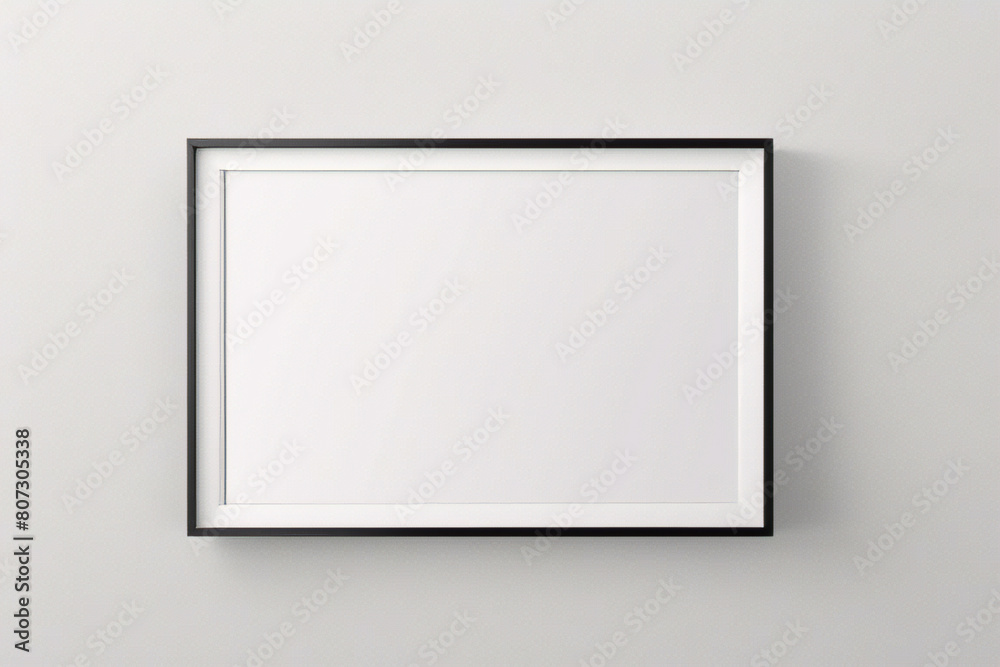 Marco vertical rectangular ligero y delgado colgado en una pared con textura blanca, plano, vista superior, ilustración 3D. Marco vertical rectangular ligero y delgado colgado en una pared con textura blanca, plano, vista superior, ilustración 3D.