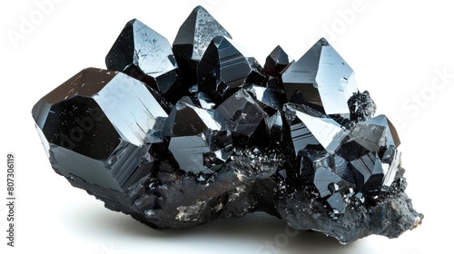 Magnificent Magnetite: Big Crystals of Mineral Stone Isolated for Your Design photo