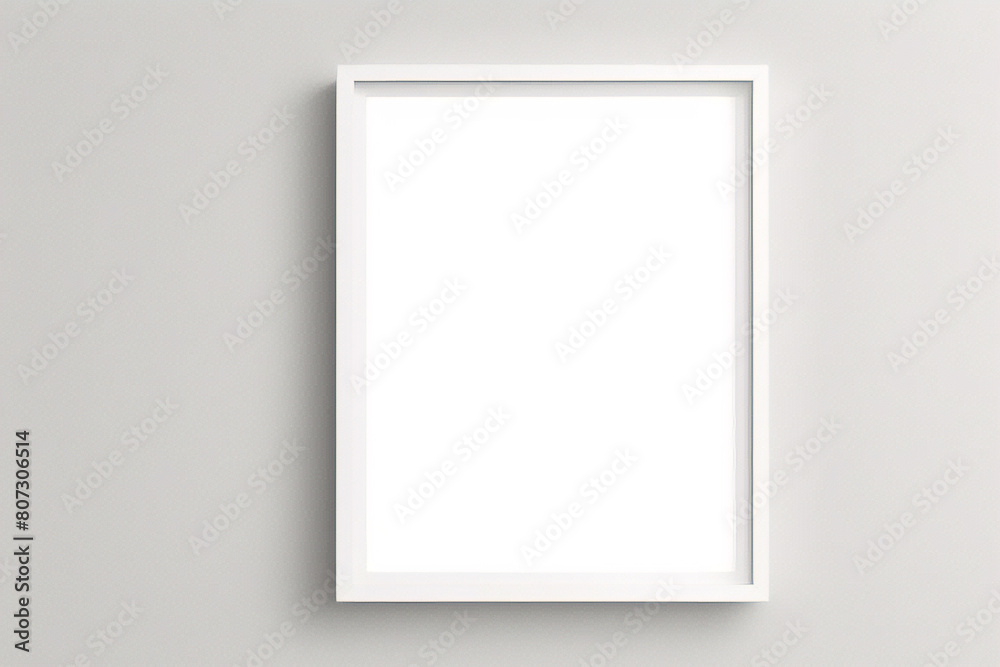 Realistischer leerer rechteckiger weißer Rahmen mit Passepartout auf grauem Hintergrund, Rand für Ihr kreatives Projekt, Mock-up-Muster, Vektordesignobjekt