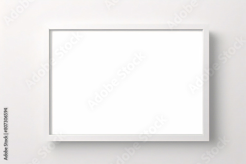 Realistischer leerer rechteckiger weißer Rahmen mit Passepartout auf grauem Hintergrund, Rand für Ihr kreatives Projekt, Mock-up-Muster, Vektordesignobjekt photo