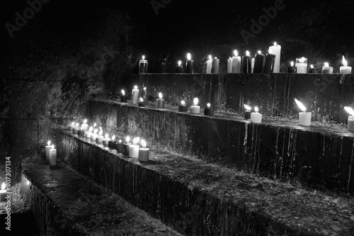 Candles in the Cathedral Las Lajas Ipiales Colombia photo