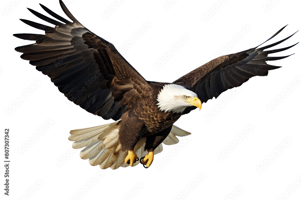 Fototapeta premium Bald Eagle in Flight on Transparent Background