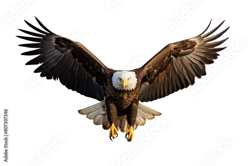 Bald Eagle in Flight on Transparent Background