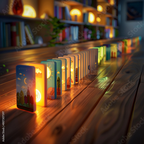 row of colorful dominoes lined up