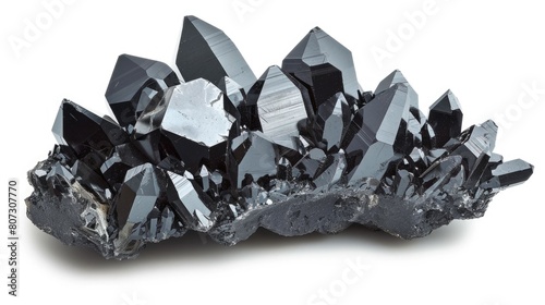Isolated Magnetite Mineral Stone with Big Crystal Formation for Metallic Rock and Gemstone photo