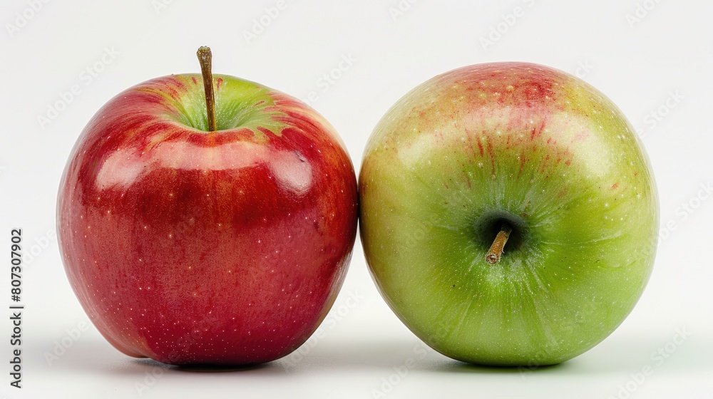 Isolated Double Apple Pair: Red and Green Mixed Fruit