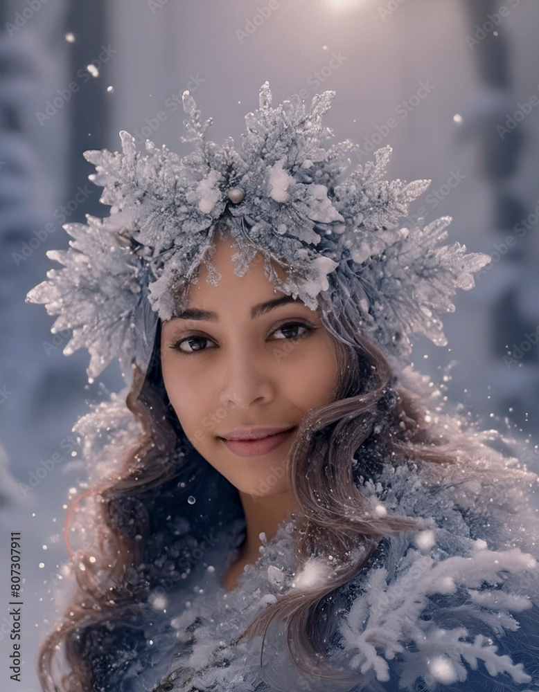 hermosa princesa de cuentos en un bosque nevado hermosa princesa de cuentos en un bosque nevado