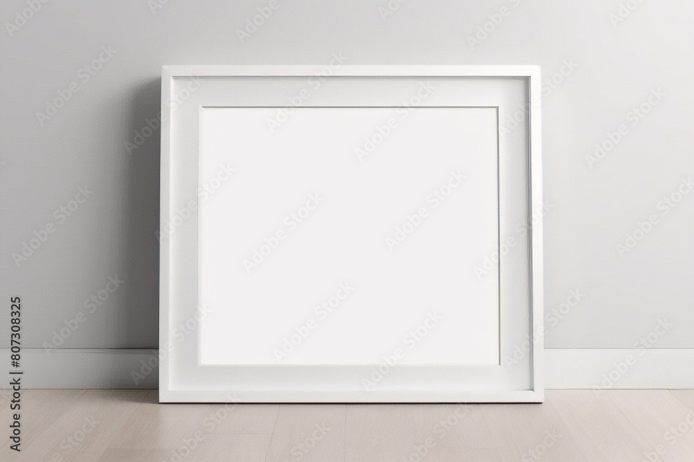 Weißes Rahmenmodell im Innenraum auf weißem Wandhintergrund. Vorlagenrahmen für Text. Poster-Attrappe. Rechteckiges Wandbild oder Fotorahmen-Attrappe Weißes Rahmenmodell im Innenraum auf weißem Wandhintergrund. Vorlagenrahmen für Text. Poster-Attrappe. Rechteckiges Wandbild oder Fotorahmen-Attrappe