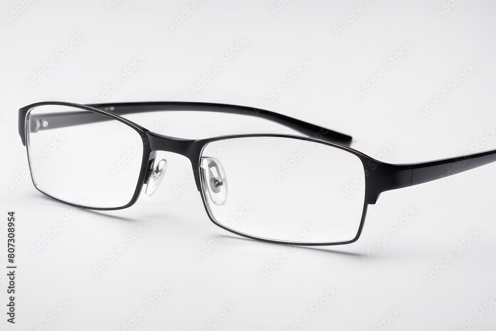 Stylish glasses with black frame isolated on white Stylish glasses with black frame isolated on white