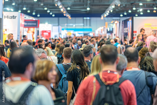 Crowd of anonymous people at a trade fair
 photo