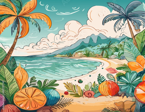 beach with palm trees