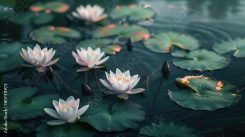 Water lilies on a tranquil pond