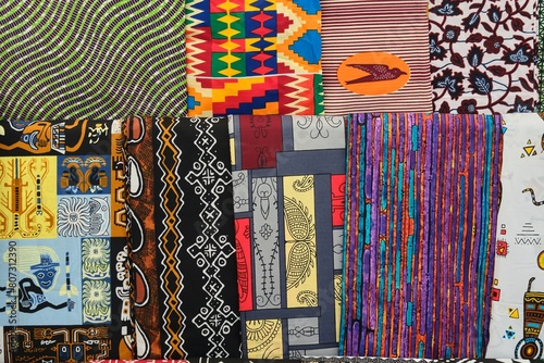 African Ghanaian traditional multi colour and multi pattern cotton print materials