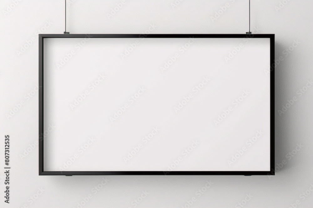 Lienzo blanco vacío con marco decorativo blanco sobre una maqueta de fondo blanco Lienzo blanco vacío con marco decorativo blanco sobre una maqueta de fondo blanco