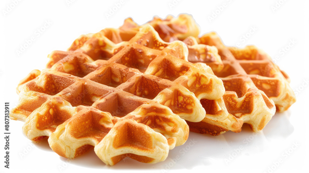 freshly baked waffles placed neatly on a plain white background freshly baked waffles placed neatly on a plain white background