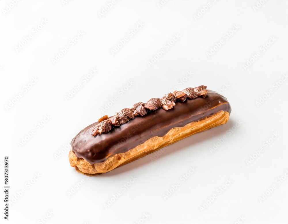 chocolate éclair on a white background chocolate éclair on a white background