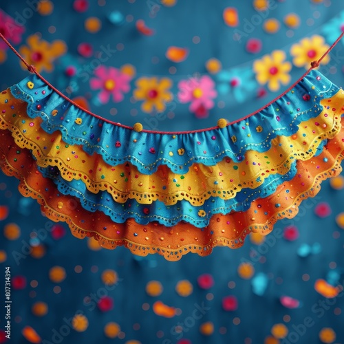 Close Up of String on Blue Background