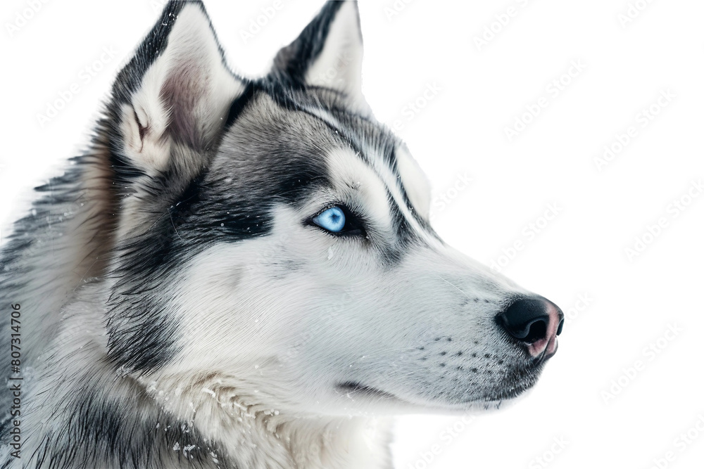 Siberian Husky Striking Eyes on transparent background.