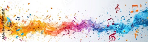 colorful musical note on white background