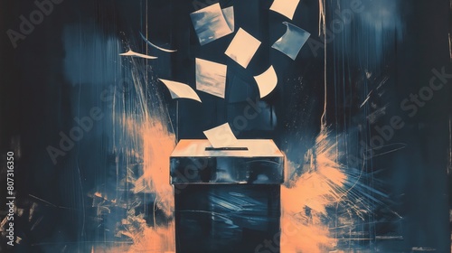 Votes falling into the ballot box, democracy, elections and referendum concept illustration 
