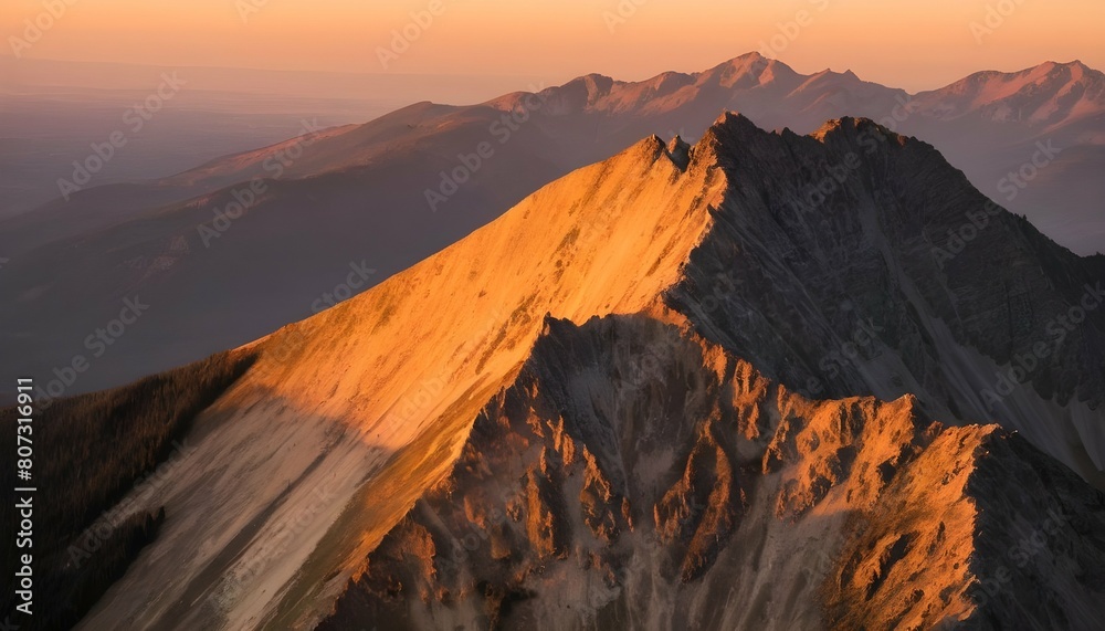 A mountain ridge bathed in the golden light of sun upscaled 5