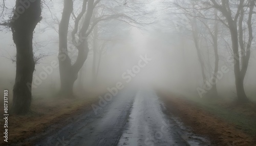 A muddy road veiled in mist and mystery upscaled 10