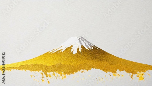 和紙に描いた金色の富士山