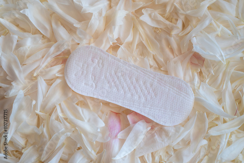 Women's pads and tampon. Sanitary pads lie next to a tampon on an isolated background on a pink and white background. The concept of health, feminine hygiene and the menstrual cycle