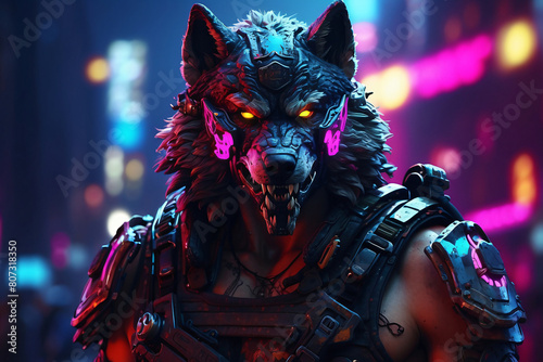 wolf warrior in apocalypse background