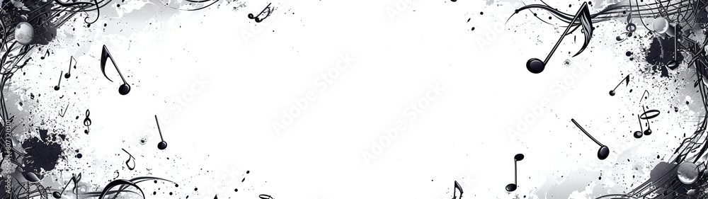black musical note border on white background black musical note border on white background