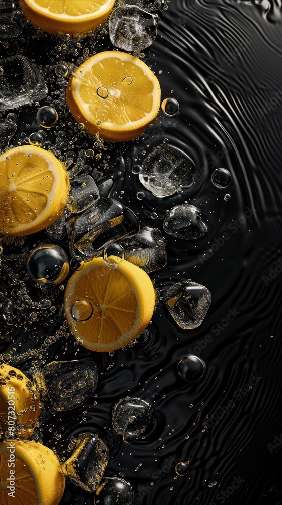 Floating Lemons in Crystal Clear Water