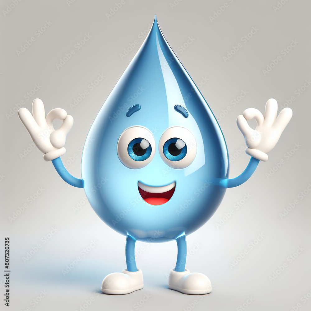 Water drop cartoon. Draws attention to climate change and water scarcity. World Water Day Water drop cartoon. Draws attention to climate change and water scarcity. World Water Day