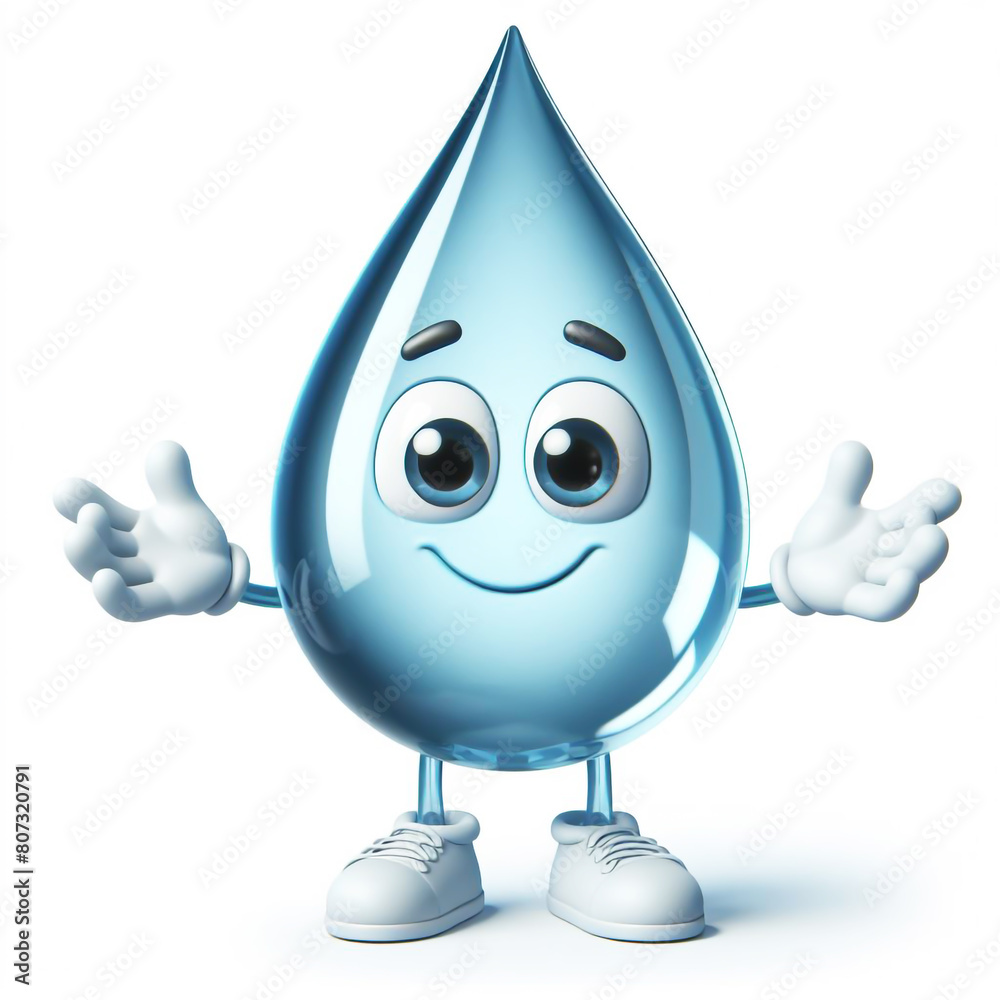 Water drop cartoon. Draws attention to climate change and water scarcity. World Water Day Water drop cartoon. Draws attention to climate change and water scarcity. World Water Day