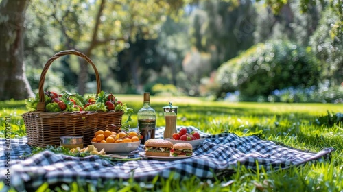 Picnic Table With Food and Drinks