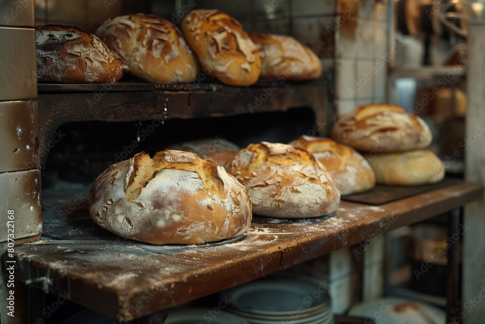Loaves of Bread on Shelf