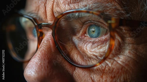 A close up of an elderly person's eye, showing the wrinkles and age lines on their face.