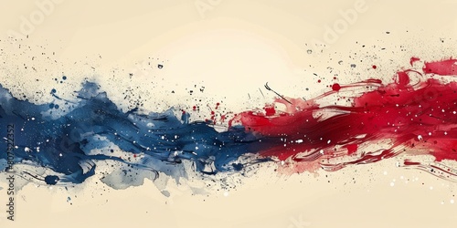 A Painting of a Red, White and Blue Wave