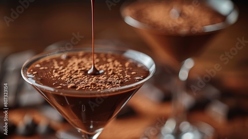 Decadent Chocolate Drizzle in a Cocktail Glass Shape Generative AI